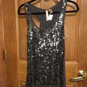 Black Sequined Razor Back Shirt ❤️PRICE DROP
